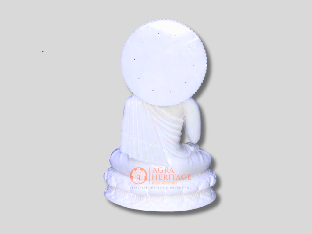 White Marble Sign of Calm Sleeping Budism Statue